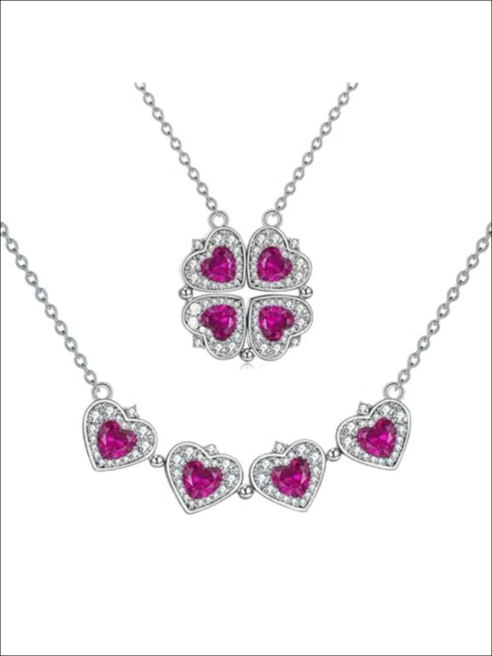 925 Sterling Silver Foldable Four Leaf Clover Pendant Necklace